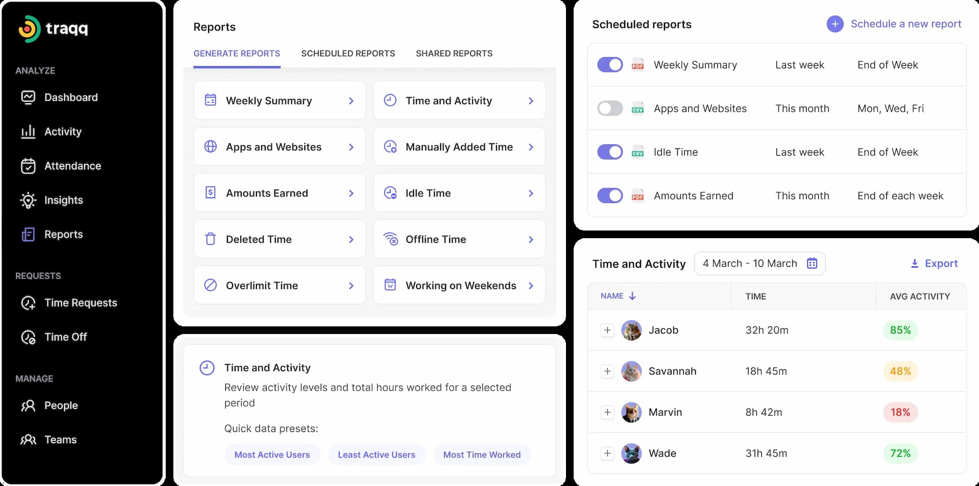 Generate detailed reports and track time by project or team member. Perfect for accurate billing and managing unlimited projects with ease.