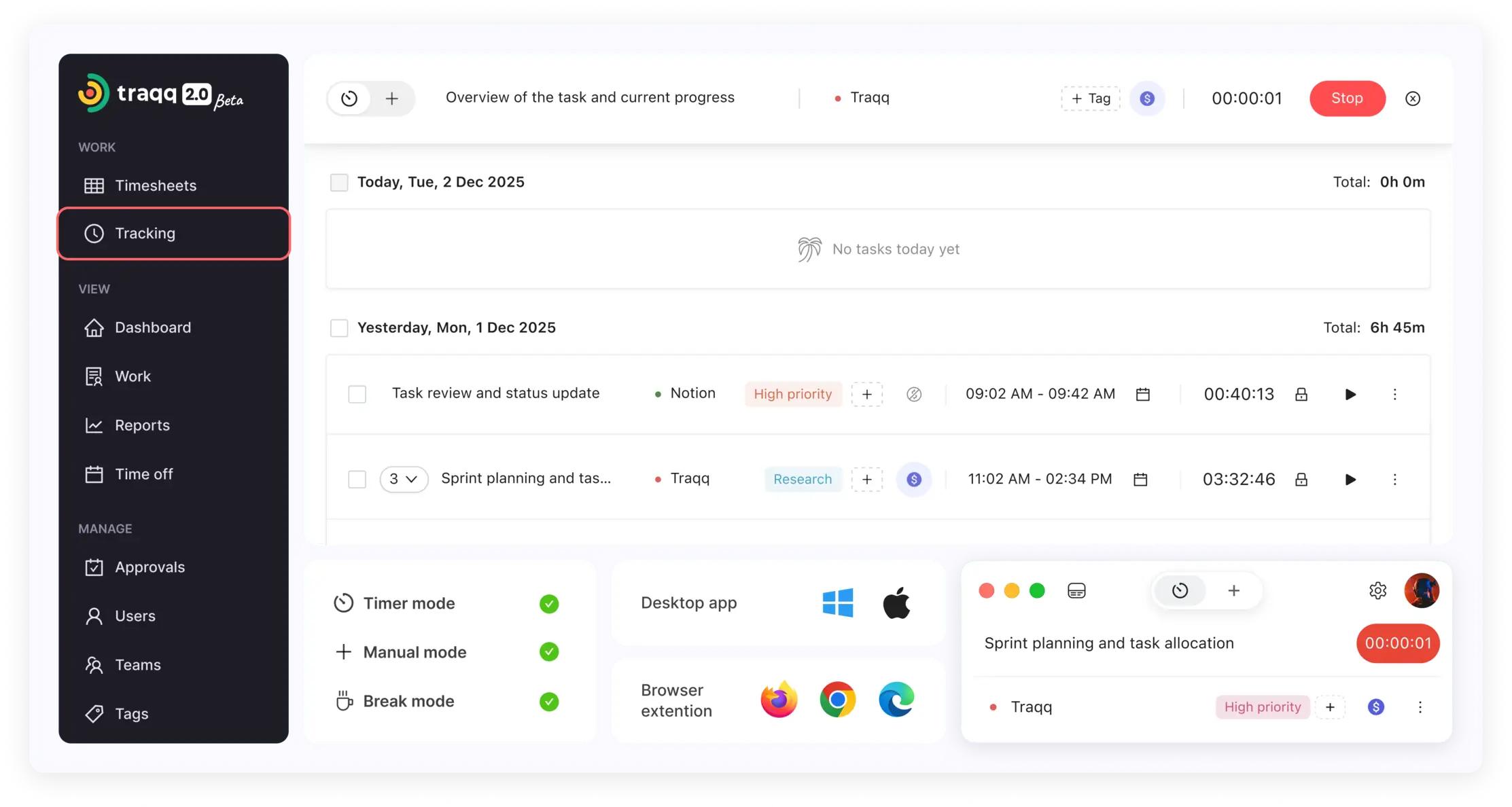 View employee attendance and time logs effortlessly with automated time tracking software—ideal for task management and small teams.