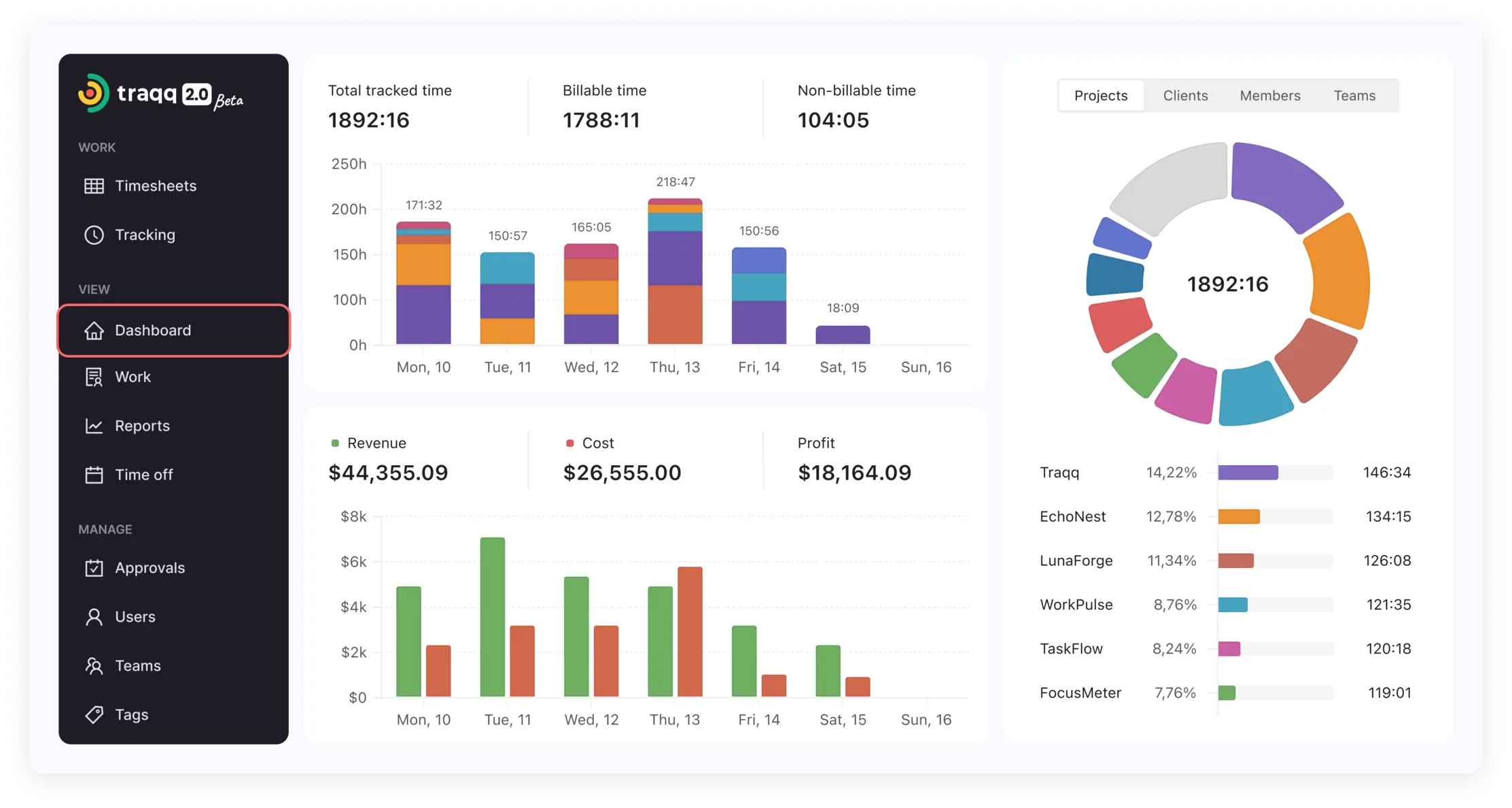 Generate detailed reports and track time by project or team member. Perfect for accurate billing and managing unlimited projects with ease.
