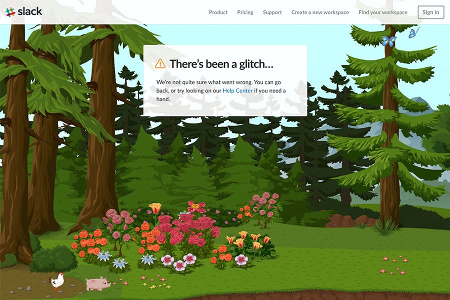 Example of a good Error 404 page: Slack