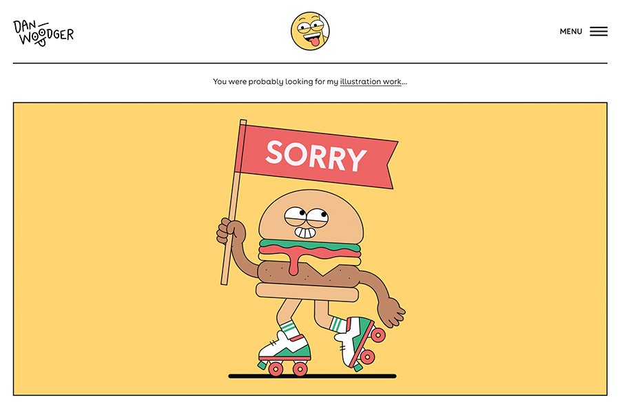 Example of a good Error 404 page: Dan Woodger
