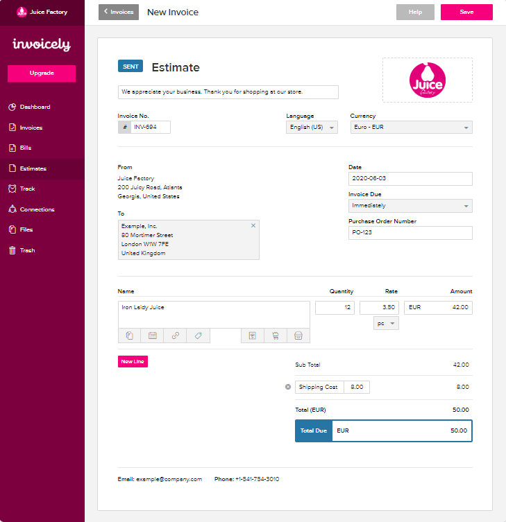 Invoicely is a business invoice template tool