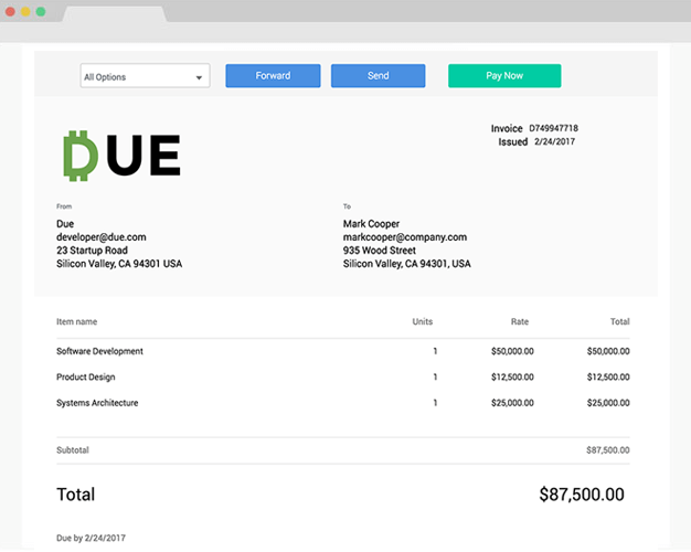 quick invoice to use monthly
