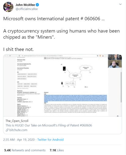 McAfee Associates founder John McAfee retweeted the link
