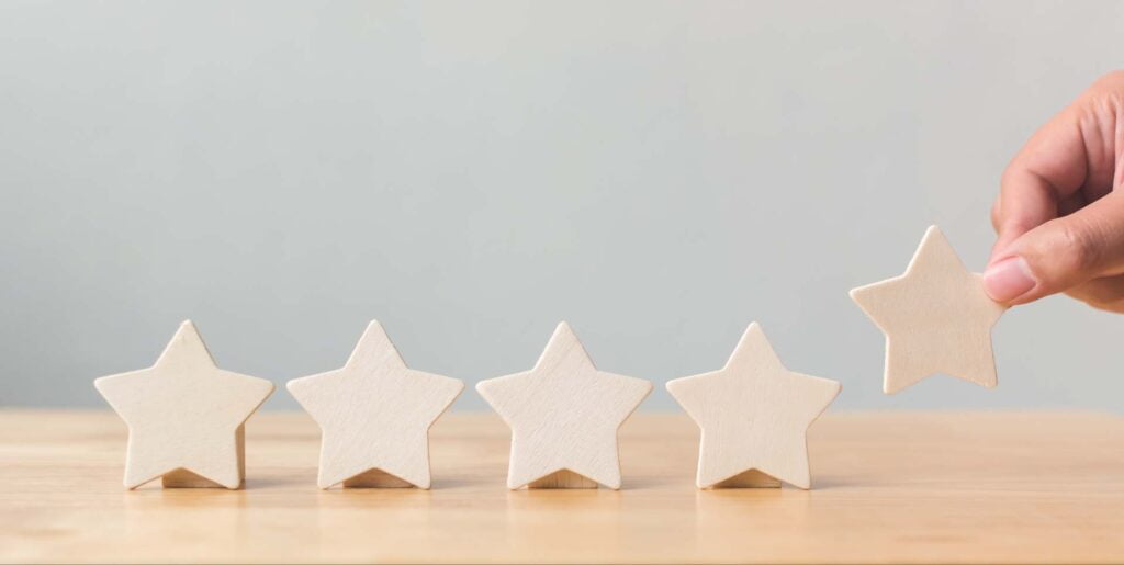 5 wooden stars on the table