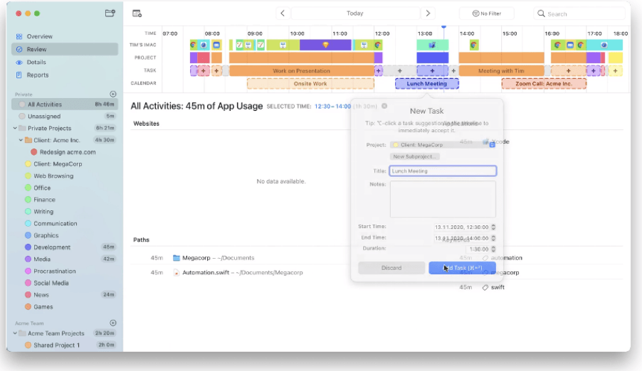 mac automatic time tracking