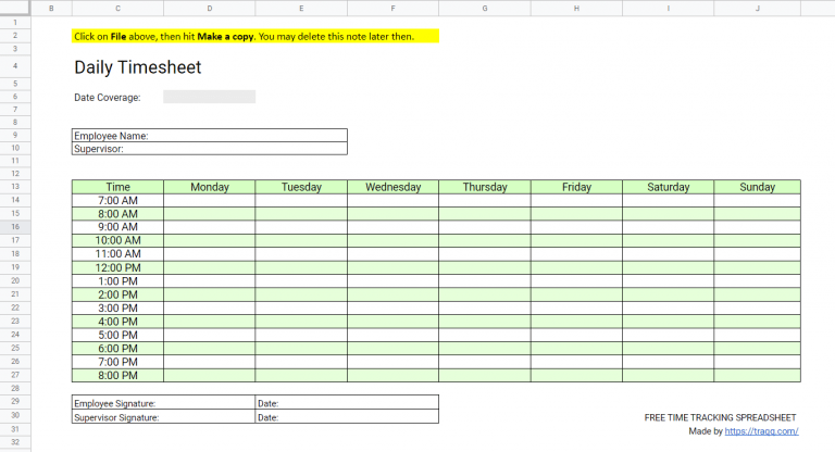 4 Time Tracking Spreadsheet Templates for Free | Traqq Blog