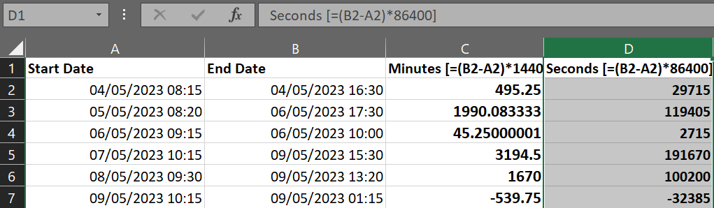 How to calculate time difference in Excel