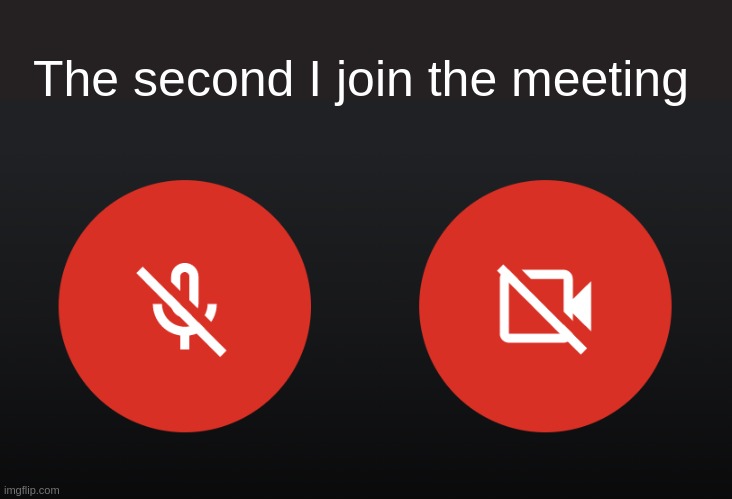 No microphone no camera meme: classic funny work from home memes about joining meetings in stealth mode for remote work.