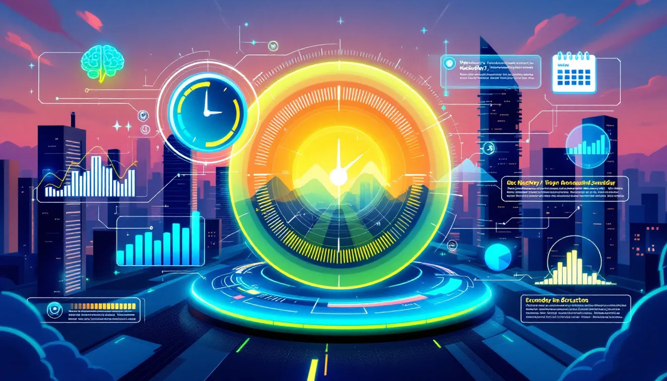 An illustration depicting various aspects of productivity including economic growth and efficiency.