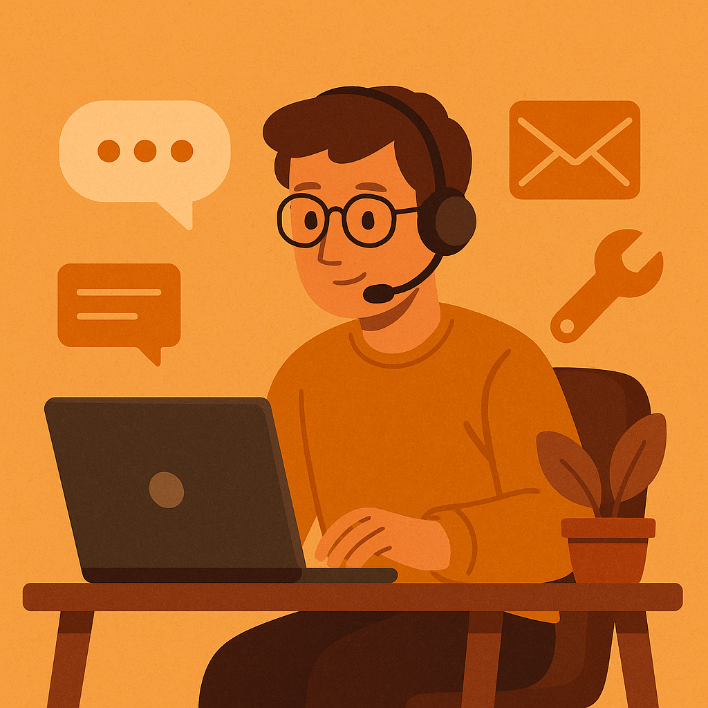 Entry level help desk technician working remotely, handling support tickets, troubleshooting software applications, and assisting employees—an essential IT services job at major companies.