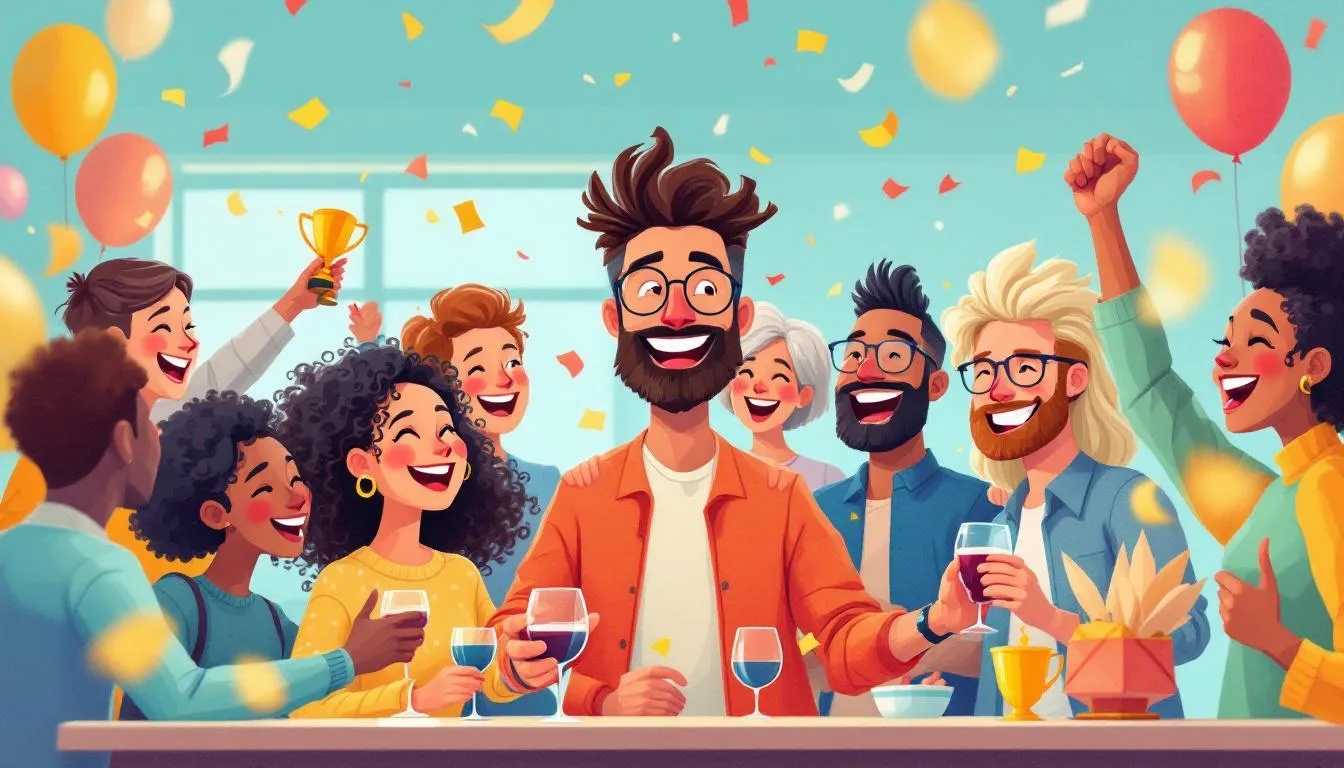 A team celebrating a work anniversary, showcasing joy and camaraderie.