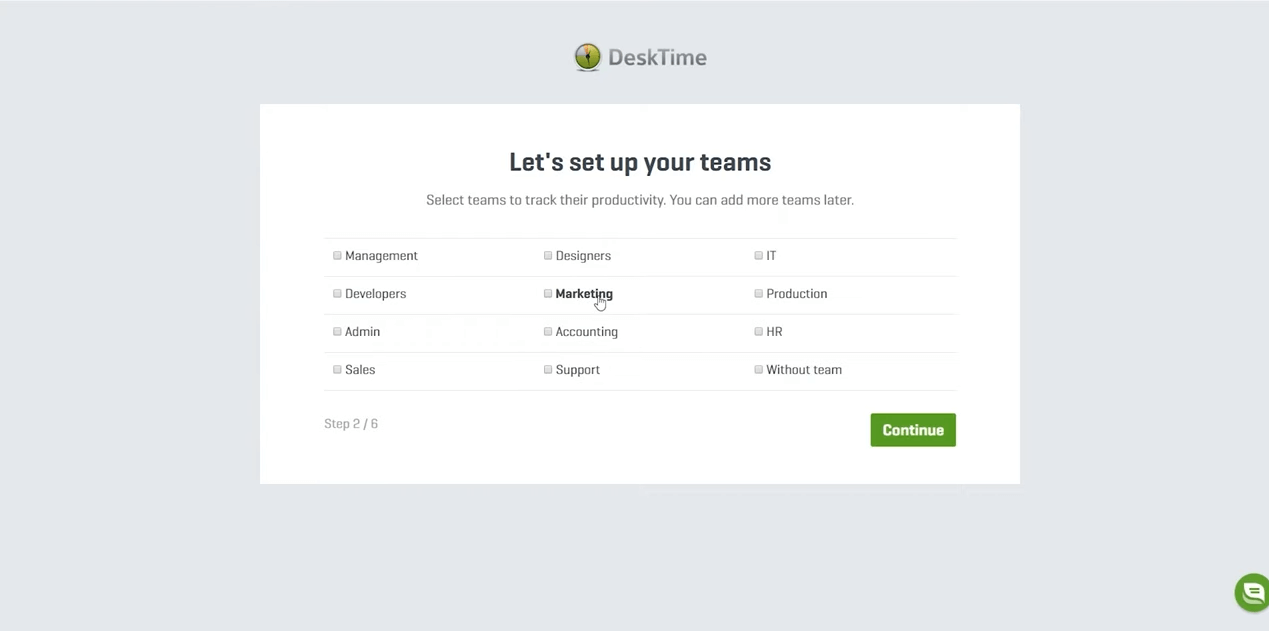 desktime - set up your team