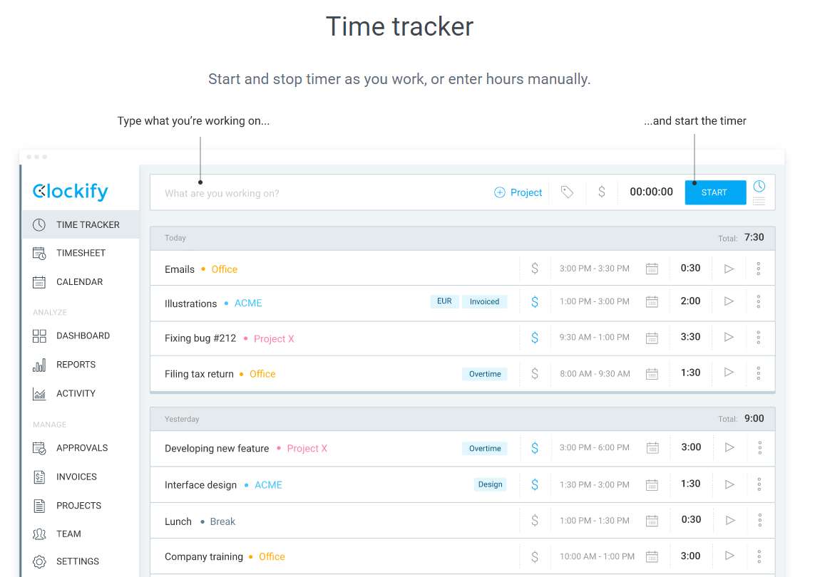 Clockify - Manual Time Tracking